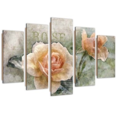 Quadro deco panel 5 parti, Rose da tÃ¨ shabby chic -...