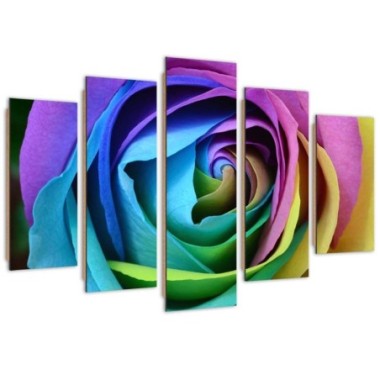 Quadro deco panel 5 parti, Rosa colorata - 100x70