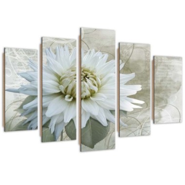 Quadro deco panel 5 parti, Fiore bianco - 100x70