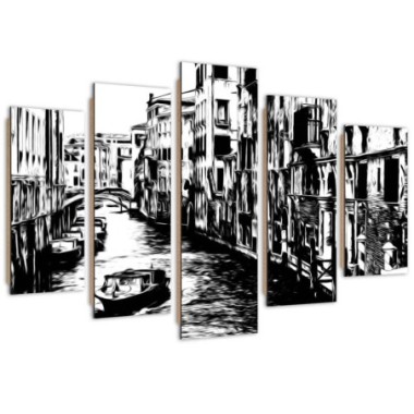 Quadro deco panel 5 parti, Canale di Venezia - 100x70
