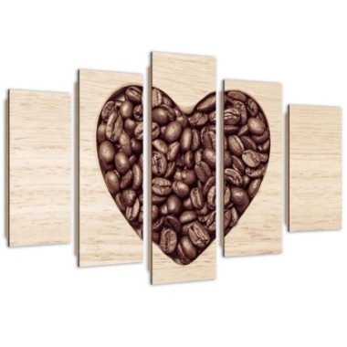 Quadro deco panel 5 parti, Cuore di chicchi di...