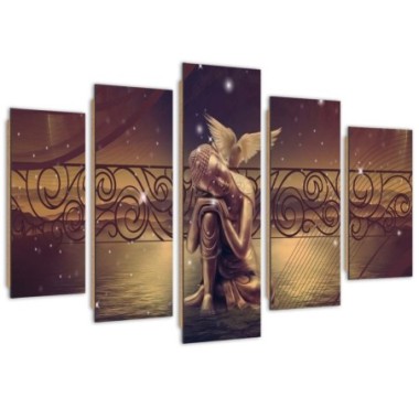 Quadro deco panel 5 parti, Buddha d'oro - 100x70