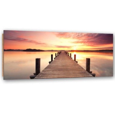 Quadro deco panel, Tramonto su un molo - 150x50