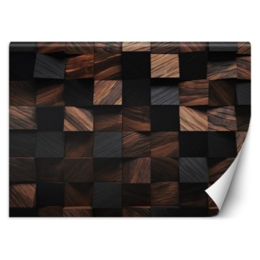 Wallpaper, Wood mosaic cube 3D - 300x210