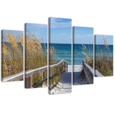 Quadro su tela 5 paneli Mare Spiaggia Natura - 150x100
