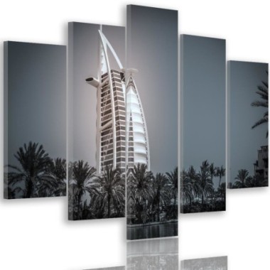 Quadro su tela 5 paneli Albergo Burj Al Arab Dubai -...