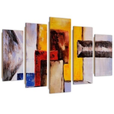 Quadro deco panel 5 parti, Blocco giallo - 150x100