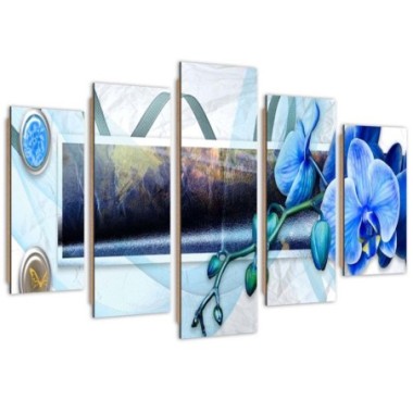 Quadro deco panel 5 parti, Composizione di orchidee...