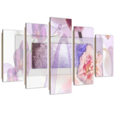 Quadro deco panel 5 parti, Composizione floreale -...