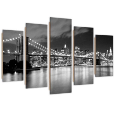 Quadro deco panel 5 parti, Ponte di Brooklyn di...