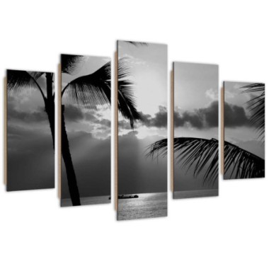 Quadro deco panel 5 parti, In riva al mare - 150x100