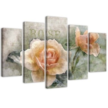 Stampa su tela 5 parti, Rose da tÃ¨ shabby chic -...