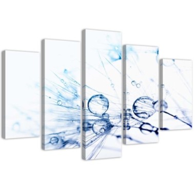 Stampa su tela 5 parti, Gocce d'acqua su un...