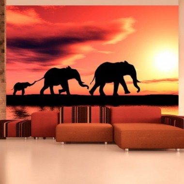 Fotomurale - elefanti: famiglia - 200x154