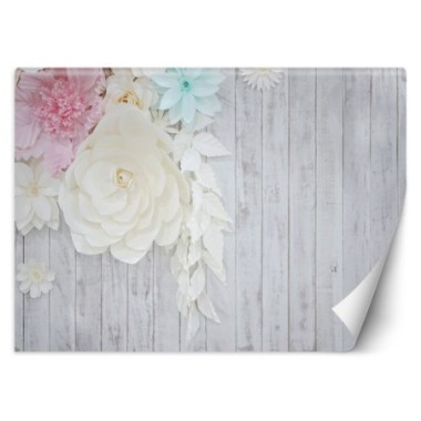 Carta Da Parati, Legno e fiori - 350x245