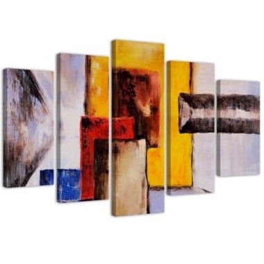 Quadro su tela 5 paneli Astrazione colorata - 200x100