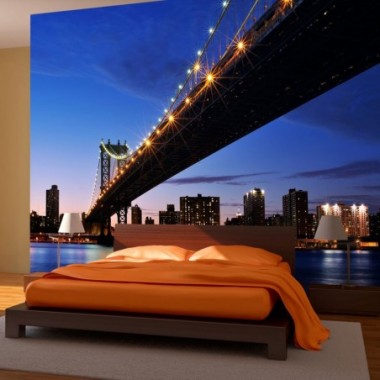 Fotomurale - Il Manhattan Bridge illuminato - 200x154