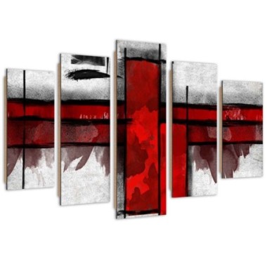 Quadro deco panel 5 parti, Accento rosso - 200x100