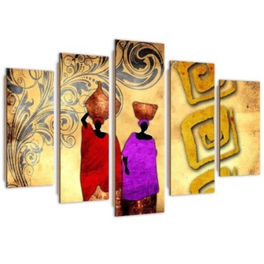 Quadro deco panel 5 parti, Donne africane con...