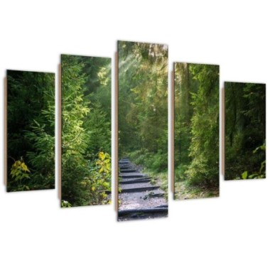Quadro deco panel 5 parti, Sentiero in una foresta...