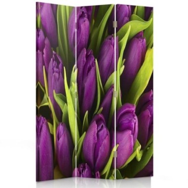 Paravento bilaterale 360, Tulipani viola - 110x170
