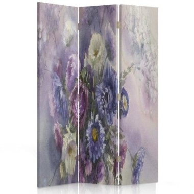 Paravento bilaterale 360, Bouquet di fiori viola -...