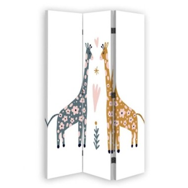 Paravento Lavagna di Sughero, Giraffe colorate -...