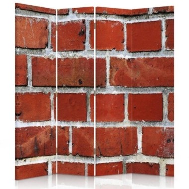 Paravento bilaterale, Muro di mattoni rossi - 145x170