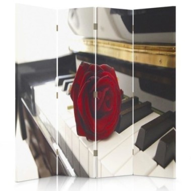 Paravento bilaterale, Rosa su un pianoforte - 145x170