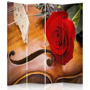 Paravento bilaterale, Rosa su un violino - 145x170