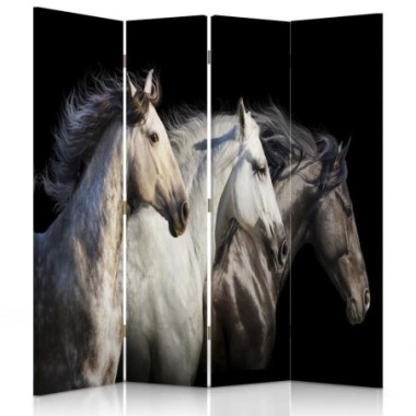 Paravento bilaterale, Tre cavalli - 145x170