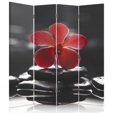 Paravento bilaterale, Zen con orchidea rossa - 145x170