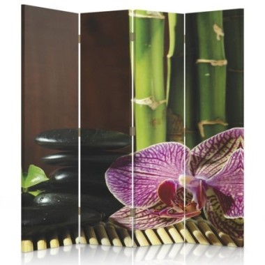 Paravento bilaterale, Zen con orchidea rosa - 145x170