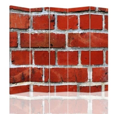 Paravento bilaterale, Muro di mattoni rossi - 180x170