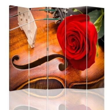 Paravento bilaterale, Rosa su un violino - 180x170