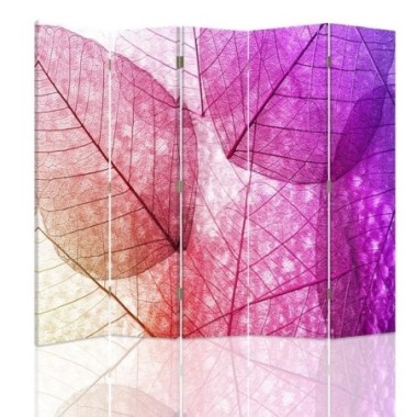 Paravento bilaterale, Foglie rosa - 180x170