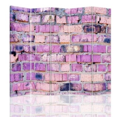 Paravento bilaterale, Muro di mattoni in rosa - 180x170