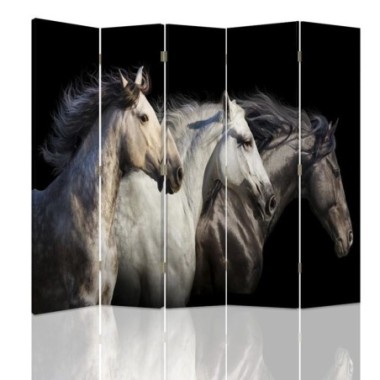 Paravento bilaterale, Tre cavalli - 180x170