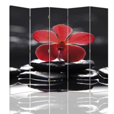 Paravento bilaterale, Zen con orchidea rossa - 180x170