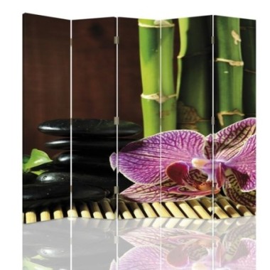 Paravento bilaterale, Zen con orchidea rosa - 180x170