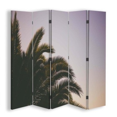 Paravento bilaterale, Palma su sfondo viola - 180x170
