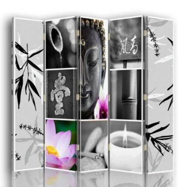 Paravento bilaterale, Zen in grigio - 180x170