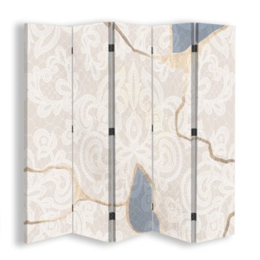 Paravento bilaterale, Delicato motivo in beige -...