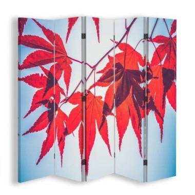 Paravento bilaterale, Foglie rosse in autunno - 180x170