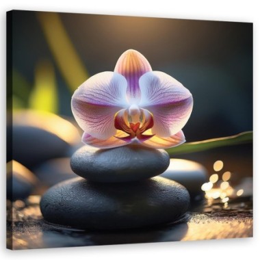 Quadro su tela, Pietre e fiori orientali - 40x40