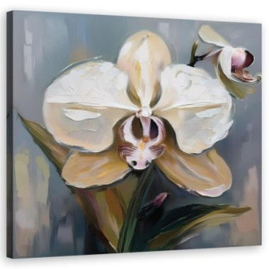 Quadro su tela, Fiore di orchidea dipinto - 30x30