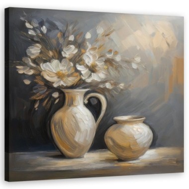 Quadro su tela, Vaso di fiori natura morta - 30x30