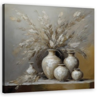 Quadro su tela, Vaso di fiori natura morta - 50x50