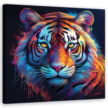 Quadro su tela, Tigre Pop Art Colore - 50x50