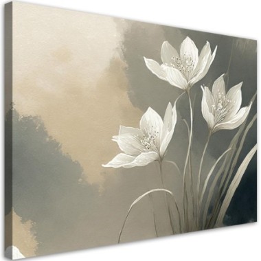 Quadro su tela, Fiori astratti beige - 60x40